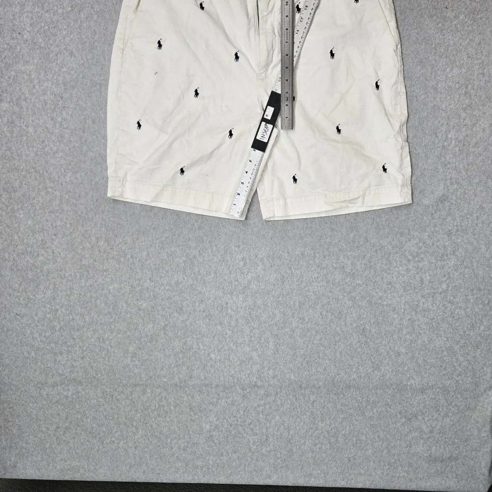 Polo Ralph Lauren Men Shorts 40 Beige Embroidered Chino Twill Stretch Pony AOP